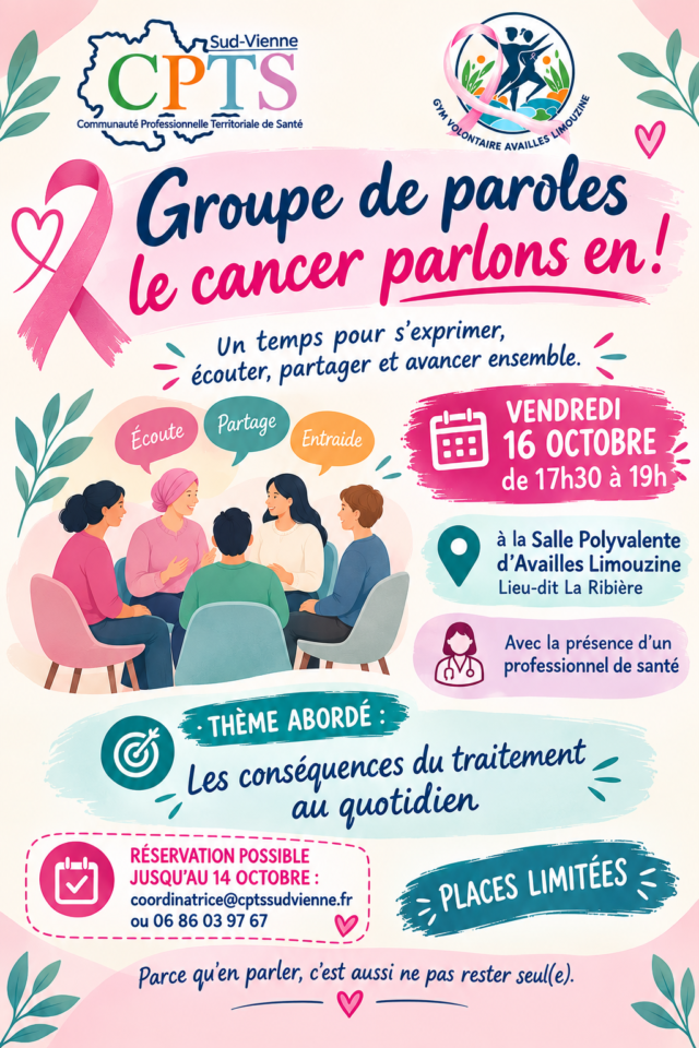 Groupe de parole : Face au cancer, libérons la parole